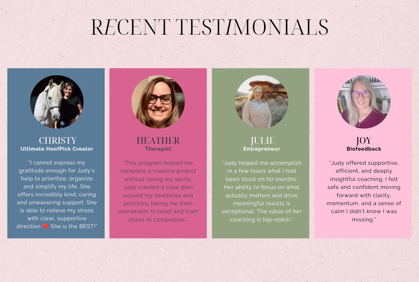 Personal Coach Testimonials | Judy Nicholson | Organize My Life